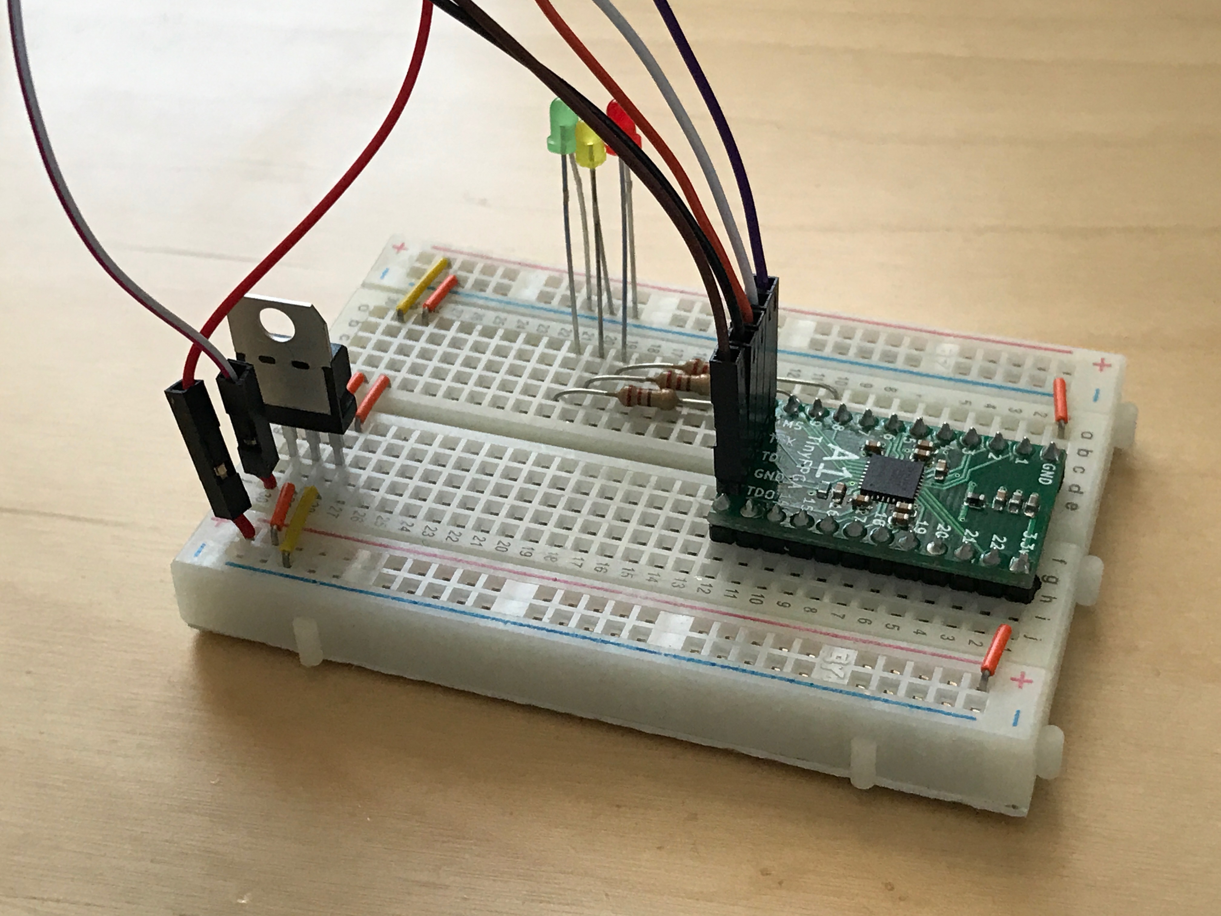 TinyFPGA blinker circuit with JTAG programmer